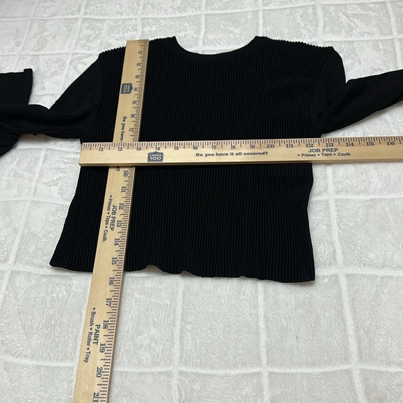 Zara‎ Knit Black Ribbed Long Sleeve Stretch Crop Top Sweater, Women’s Medium - Picture 8 of 11